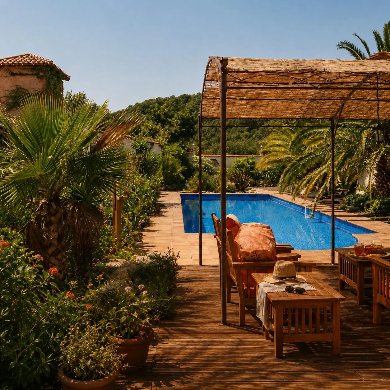 La piscine et sa pergola